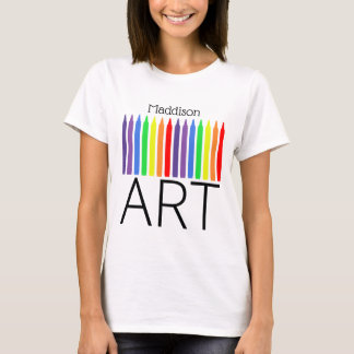 Votre nom, crayons de couleur vive, T-shirt ART