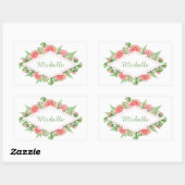 Votre nom dans un cadre de fleurs autocollants (Feuille)