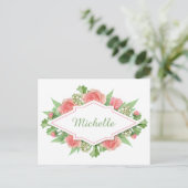 Votre nom dans un cadre de fleurs carte postale (Debout devant)