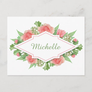 Votre nom dans un cadre de fleurs carte postale