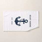 Votre nom de bateau Ancre Bleue (Serviette à main)