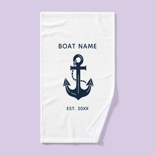 Votre nom de bateau Ancre Bleue (Serviette à main)