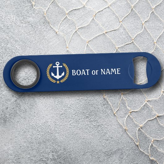 Votre nom de bateau Ancre Gold Style Laurel Blue