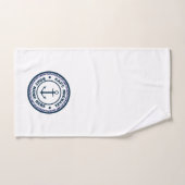 Votre nom de bateau Nautical Blue blanc Ancre Capi (Serviette à main)