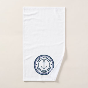 Votre nom de bateau Nautical Blue blanc Ancre Capi