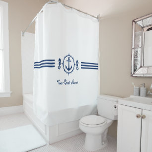 Votre nom de bateau Seahorse Ancre Douche rideau s
