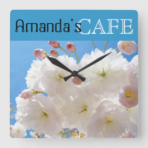 Votre nom de CAFE horloges murales Fleurs de print
