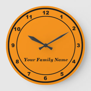 Votre nom de famille sur une horloge murale ronde