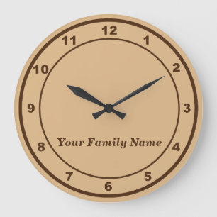 Votre nom de famille sur une horloge murale ronde 