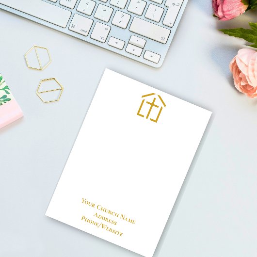 Votre nom d'église Carte de note simple Gold Cross