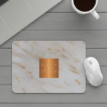 Votre nom d'entreprise cuivre métal gris marbre<br><div class="desc">Tapis de souris à motifs en marbre gris pour peintre de maquillage professionnel luxueux glamour | coiffeuse | styliste de mode | salon de beauté | SPA | conception à domicile | studio d'architecte avec brillant beige tan cuivre look métallique carré géométrique étiquette. Un choix parfait pour un look élégant...</div>