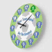 Votre Nom D'Équipe Football Horloge - Chemises Ble (Angle)