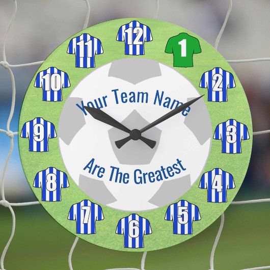 Votre Nom D'Équipe Football Horloge - Chemises Ble
