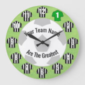 Votre nom d'équipe Football Horloge noir & blanc (Recto)