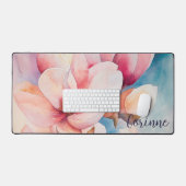 Votre nom Élégant Magnolia Rose Fleurs (Clavier et souris)
