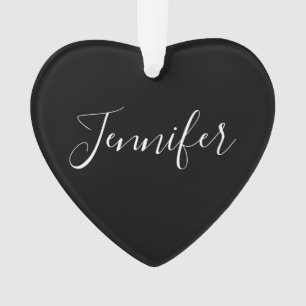 Votre nom   Élégant script blanc sur noir