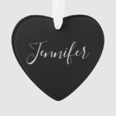 Votre nom | Élégant script blanc sur noir (dos)