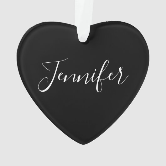 Votre nom | Élégant script blanc sur noir (dos)