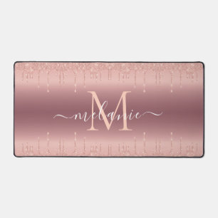 Votre nom et lettre Rose Gold Desk Mat