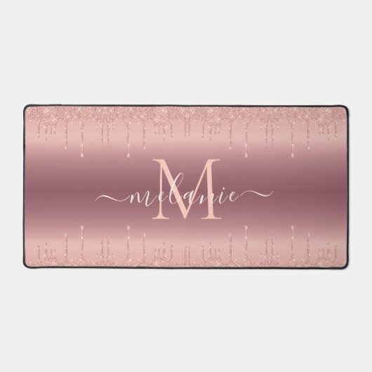 Votre nom et lettre Rose Gold Desk Mat (Recto)