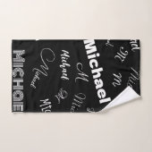 Votre nom et monogramme motif personnalisé noir (Serviette à main)