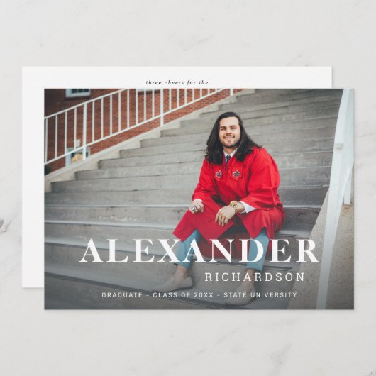 Votre nom et photo Diplômé Faire-part M 2 (Devant / Derrière)