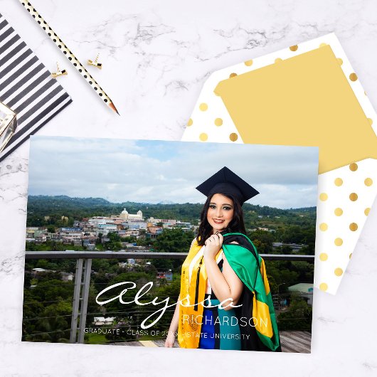 Votre nom et photo Faire-part diplômée