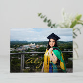 Votre nom et photo Gradué Faire-part à huile foncé (Debout devant)