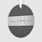 Votre nom et votre monogramme | Gris & Faux Silver (devant)