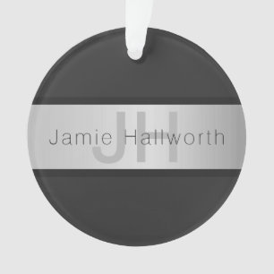 Votre nom et votre monogramme Gris & Faux Silver