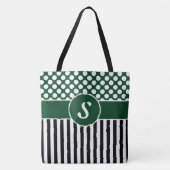 Votre nom Green White Stripes Polka Dot Sac fourre (Devant)