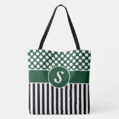 Votre nom Green White Stripes Polka Dot Sac fourre (Dos)