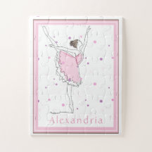 Votre nom ici Pink Ballerina Polka Dot Puzzle