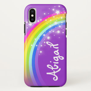 Votre nom lettre arc-en-ciel violet coque iphone