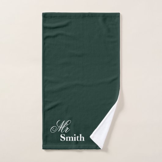 Votre nom M. Smith Typographie Blanche Verte (Serviette à main)