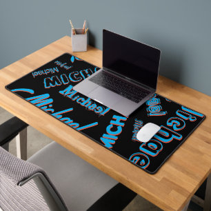 Votre nom motif monogramme bleu rouge noir