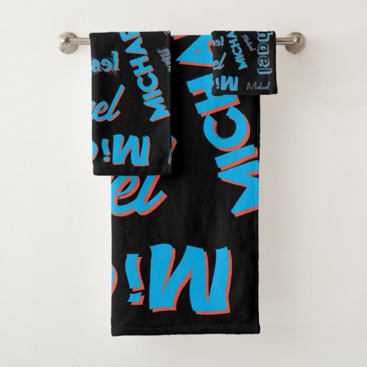 Votre nom motif monogramme bleu rouge noir (En situation)