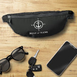 Votre nom ou bateau Stylish Nautical Compass Ancre<br><div class="desc">Un pack de bannières de voyage à thème nautique avec votre nom personnalisé, nom de bateau, emplacement de navigation préféré ou autre texte souhaité. Ce design élégant dispose d'une ancre de bateau sur mesure et de boussole en blanc mis en évidence par les sacs de couleur noire riche. Vous pouvez...</div>