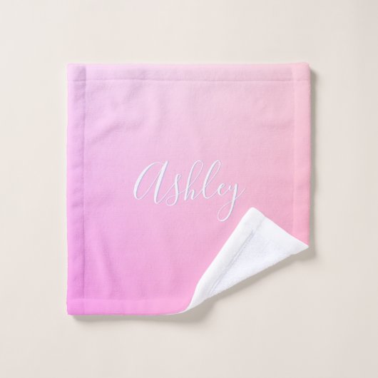 Votre nom ou mot | Pink Ombre Gradation (Gant de toilette)