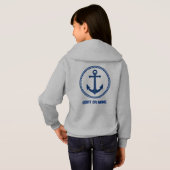 Votre nom ou nom de bateau Sea Ancre Grey & Navy (Dos entier)