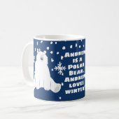Votre nom Ours polaire dans la tasse de café hiver (Devant gauche)