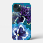 Votre nom Pansy fleoral aqua coque iphone (Verso)