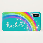 Votre nom rainbow aqua turquoise coque iphone (Dos (Horizontal))