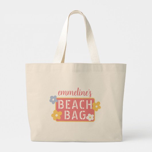 Votre nom Sac de plage fleuri (Dos)