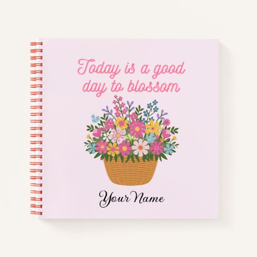 Votre nom sur le mignon Carnet floral rose (Devant)