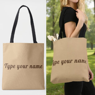 Votre nom sur sac cabas brun clair