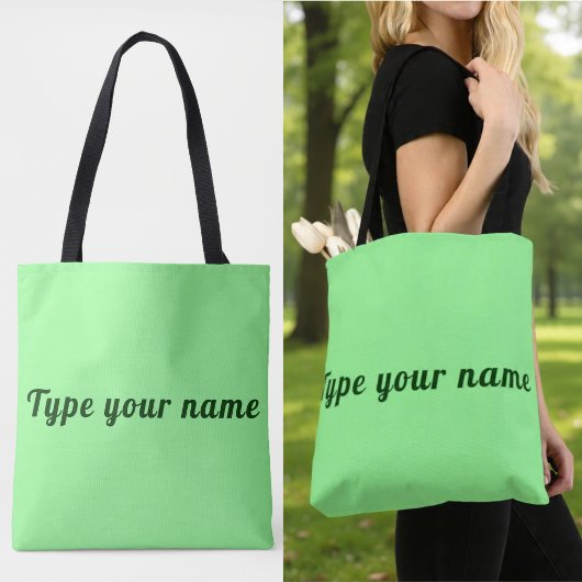 Votre nom sur un tote bag vert clair