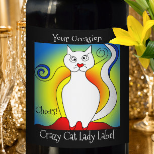 Votre Occasion Crazy Cat Lady Wine Étiquette