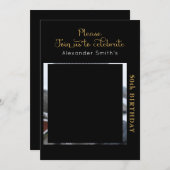 Votre photo 50e anniversaire Black Gold Invitation (Devant / Derrière)