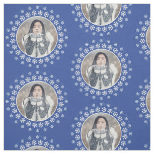 VOTRE PHOTO dans un cadre de flocon de neige tissu